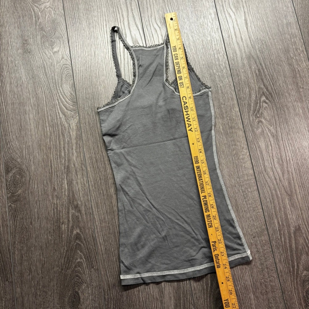 Abercrombie & Fitch Y2K Small Gray Lace Trim Racerback Cami Top Contrast Stitch - Picture 5 of 6